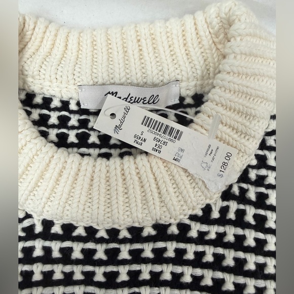 MADEWELL SMALL Textured-Stitch Crewneck Sweater in 100% Cotton NY459 - Picture 4 of 6